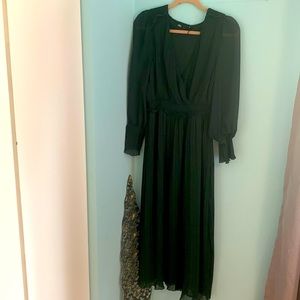 ZARA deep green dress- Cocktail Party or Wedding Guest